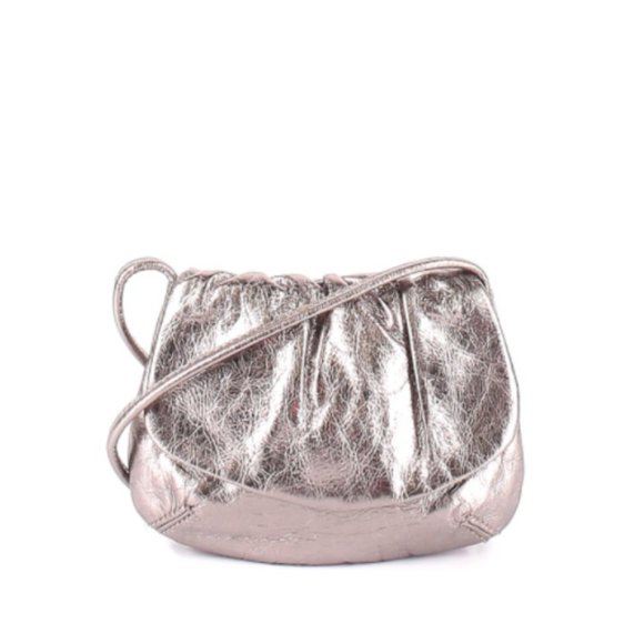 Fossil Handbags - FOSSIL 100% Leather Silver Metallic Crossbody Bag